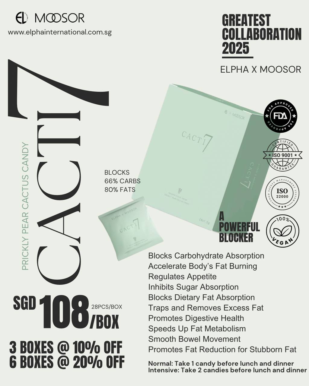 MOOSOR CACTI7 CARBO & FAT BLOCKER CANDY - 28 SACHETS